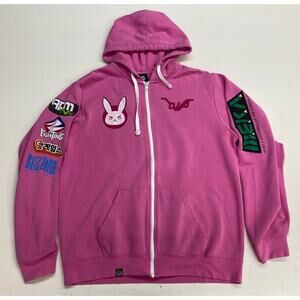 Jinx Overwatch D.Va "Nerf This!" video game promo zip-up graphic fleece hoodie